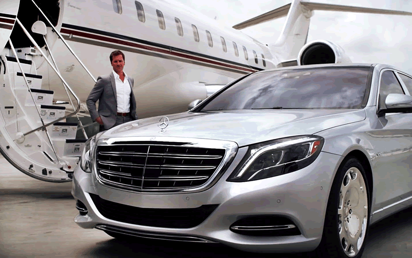 Private Jet and Mercedes