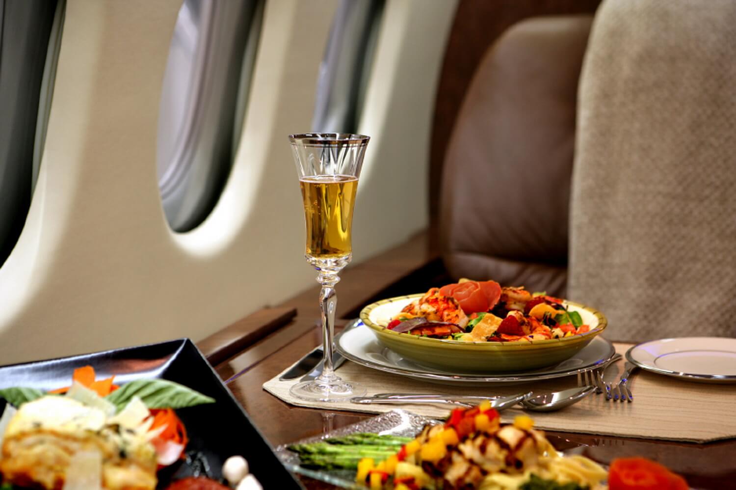 Private jet catering, vip jet catering, in flight private jet food