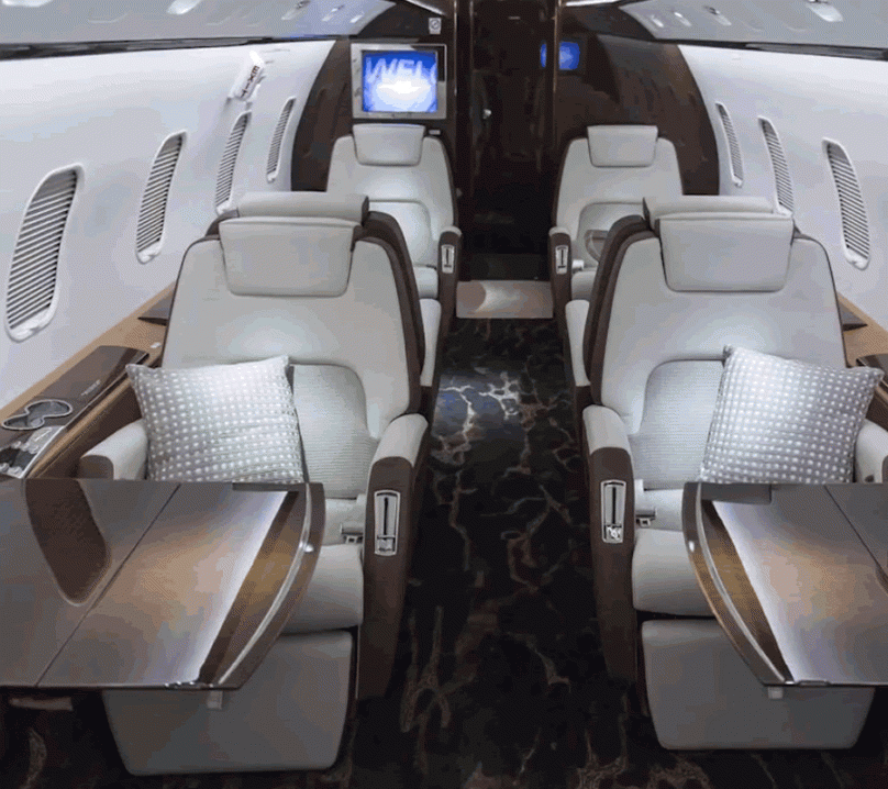 10 Seat Challenger 300 private jet to Cannes ► Charter-A Ltd Charter-a ltd 10 seat challenger 300 aircraft cabin
