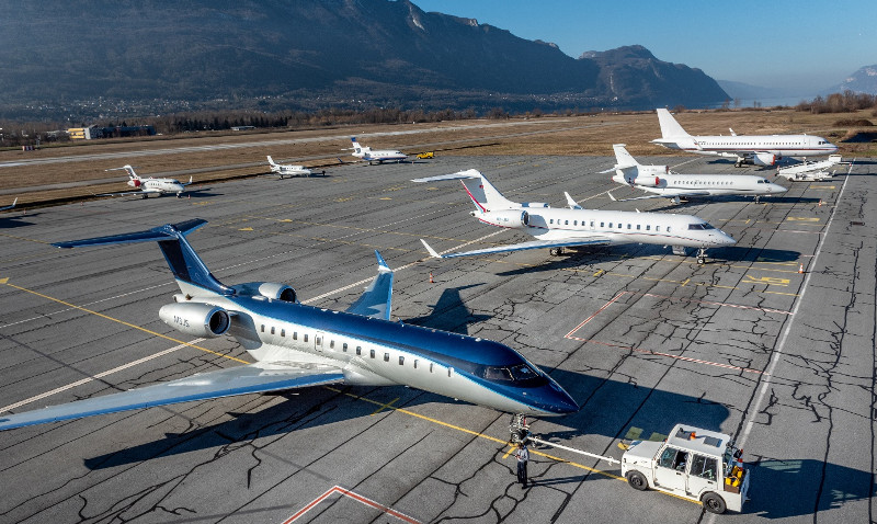 Chambery Airport aircraft on the apron