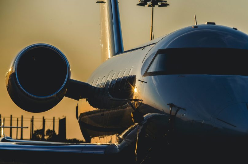 Global 6000 private jet at sunrise Palma Airport Spain