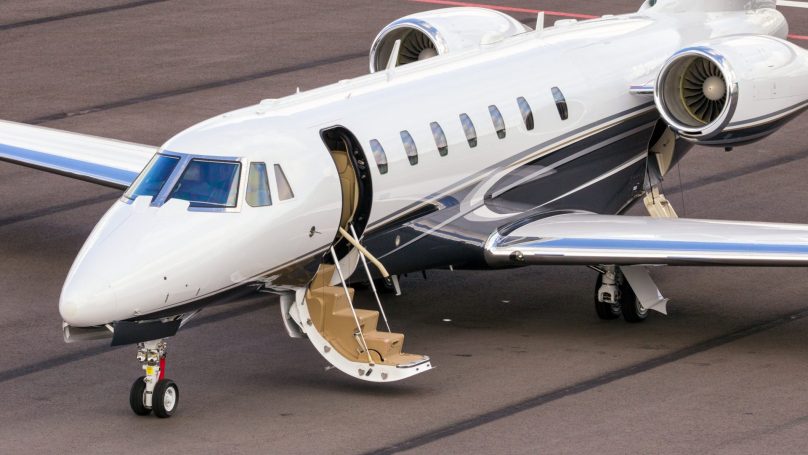 Private jet on the tarmac
