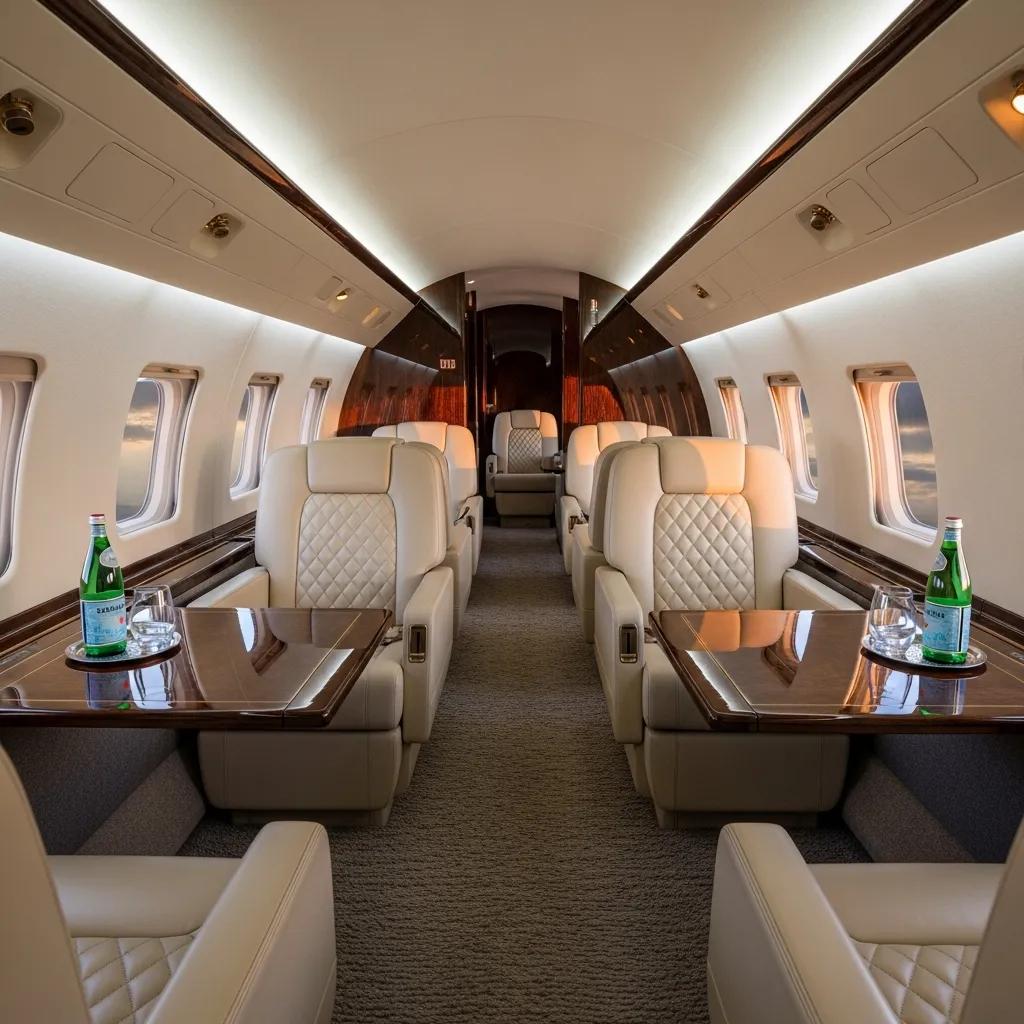 Luxurious private jet cabin — the convenience of charter flights