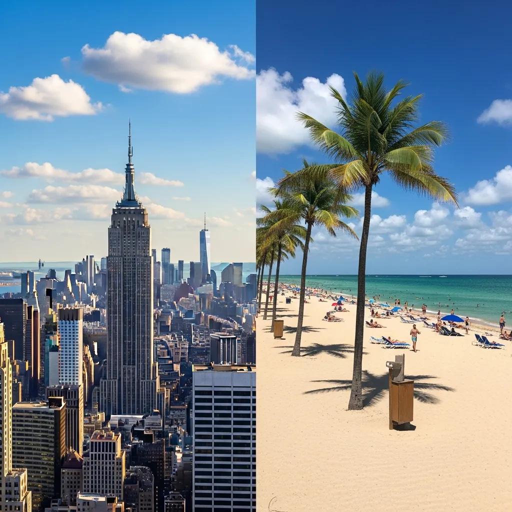 Charter-a ltd iconic skyline of new york city and beautiful beaches of miami
