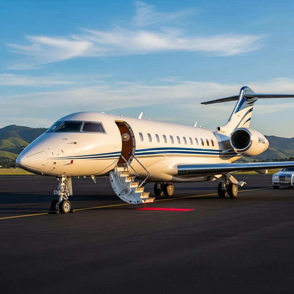 Charter-a ltd luxurious private jet on a runway representing exclusive air travel options