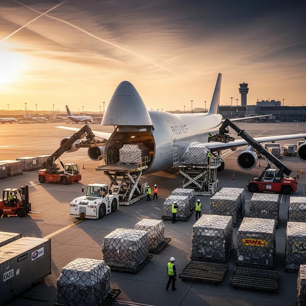 Charter-a ltd air cargo plane on tarmac with cargo containers representing logistics services