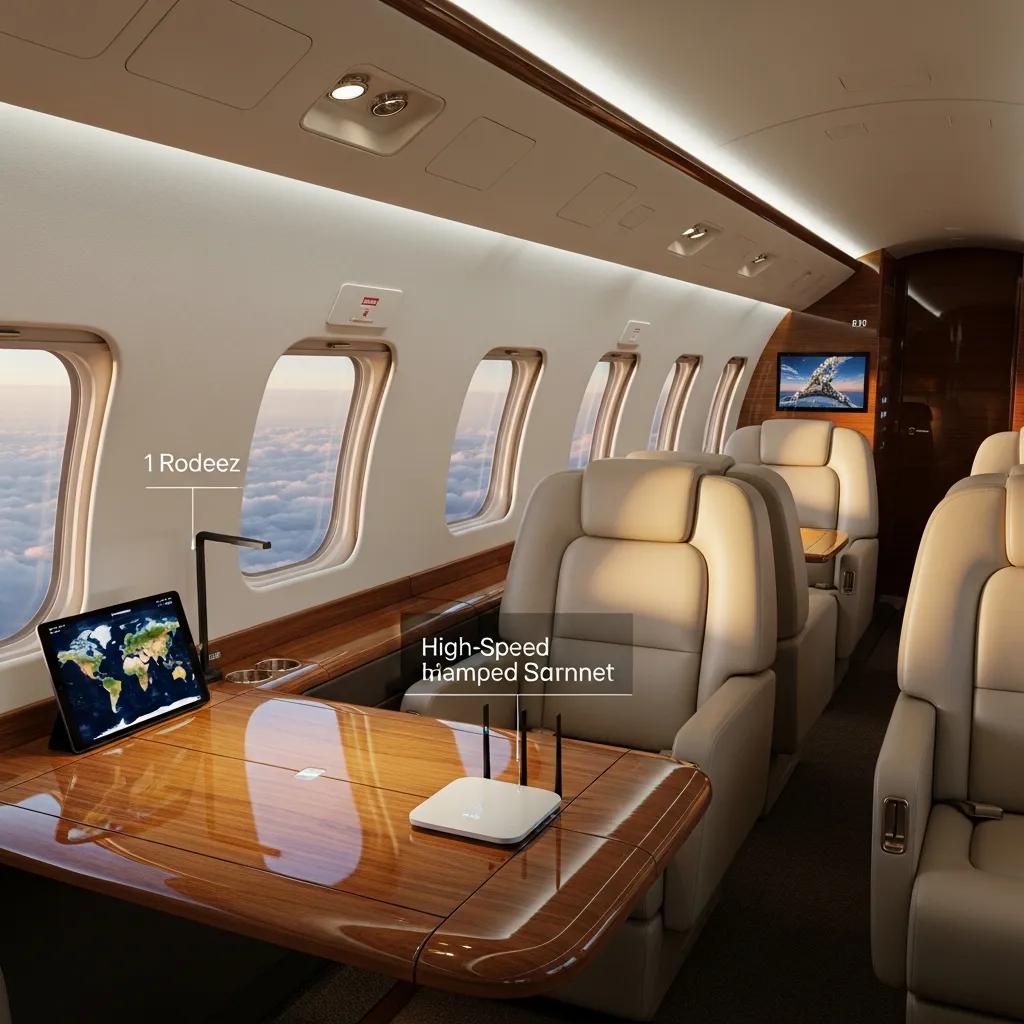 Charter-a ltd interior of a private jet cabin showcasing amenities for business travelers