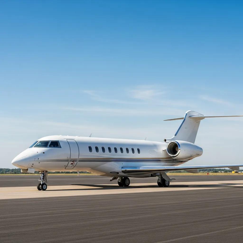 Charter-a ltd luxurious private jet on a runway representing exclusive air travel options