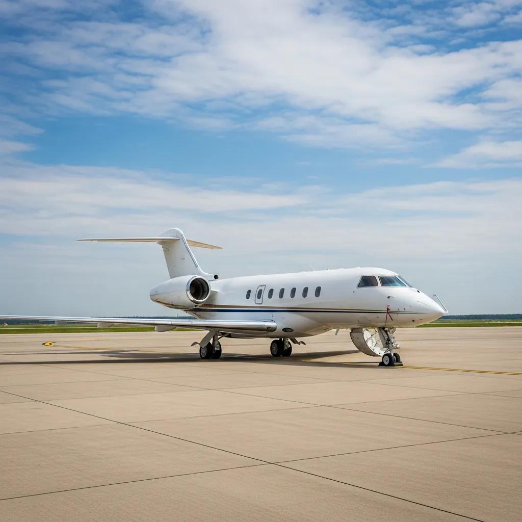 Charter-a ltd luxury private jet on tarmac representing exclusive travel options
