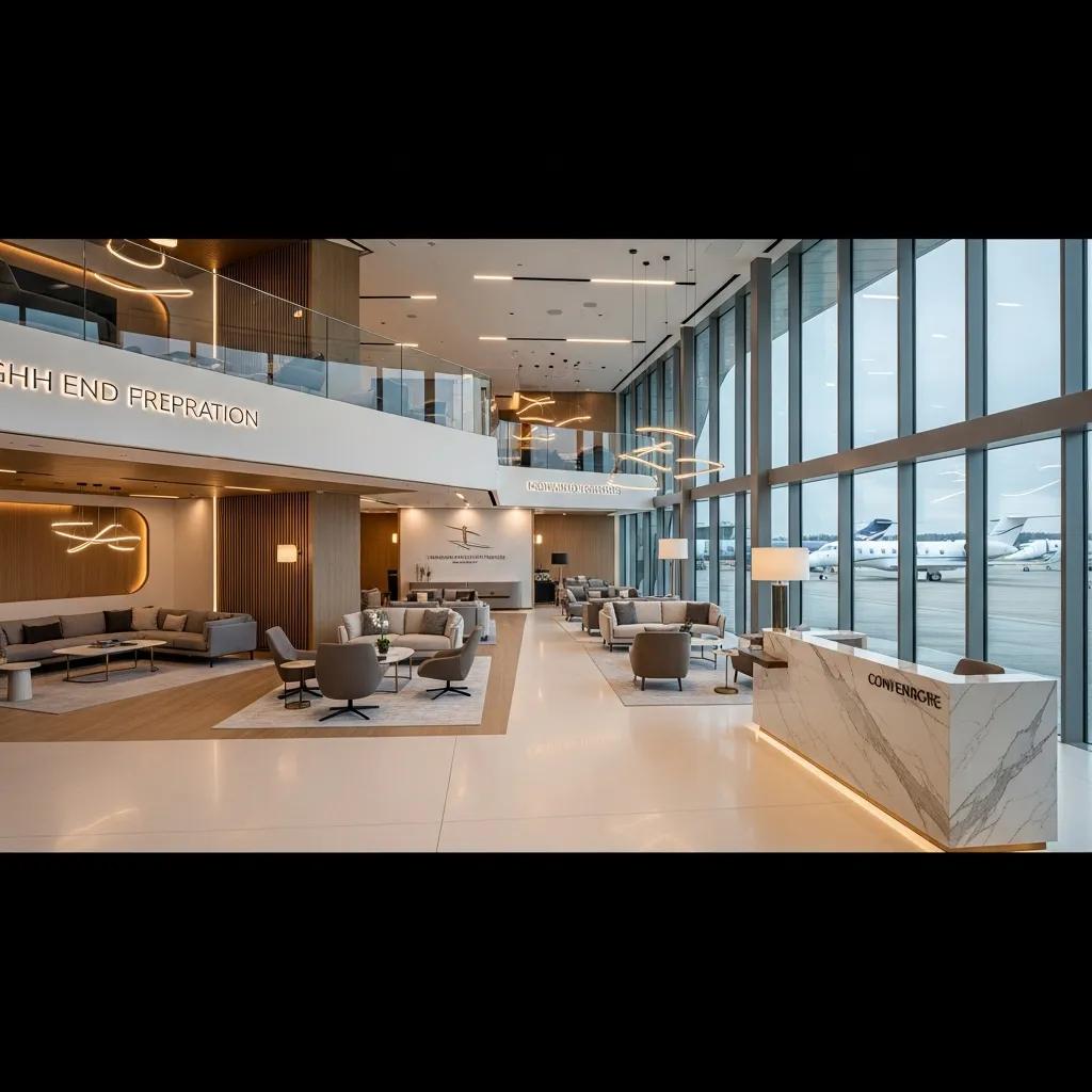 Charter-a ltd modern private jet terminal at uk airport highlighting luxury travel facilities
