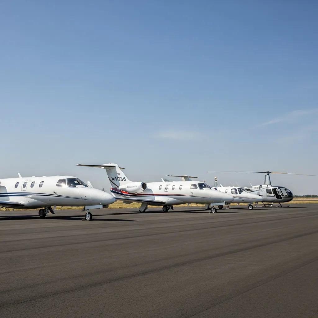 Charter-a ltd diverse lineup of aircraft types for uk regional private flights, showcasing options for air taxi services