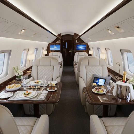 Luxurious private jet interior highlighting comfort and exclusivity in air travel