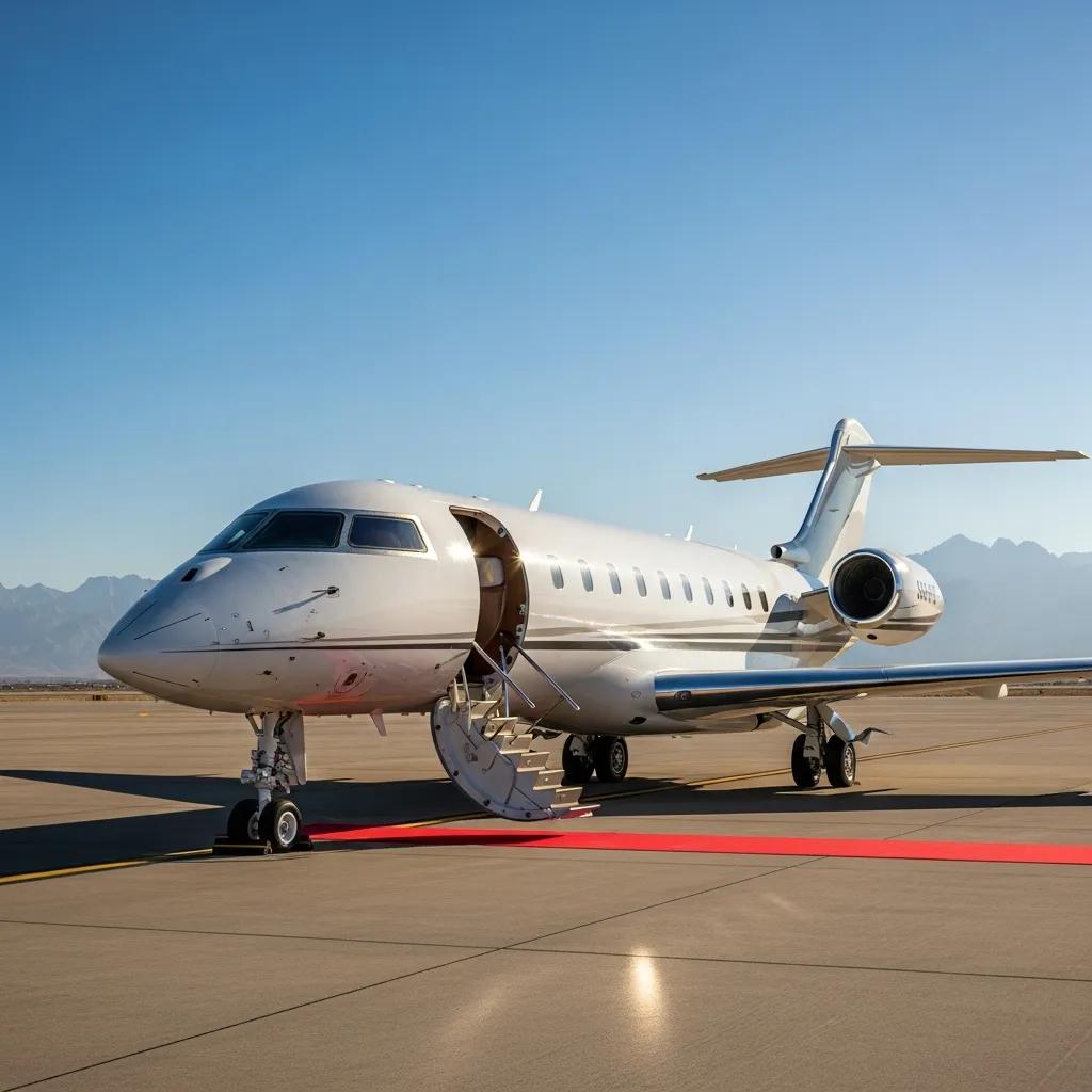 Charter-a ltd luxurious private jet on tarmac representing high-end travel options in australia