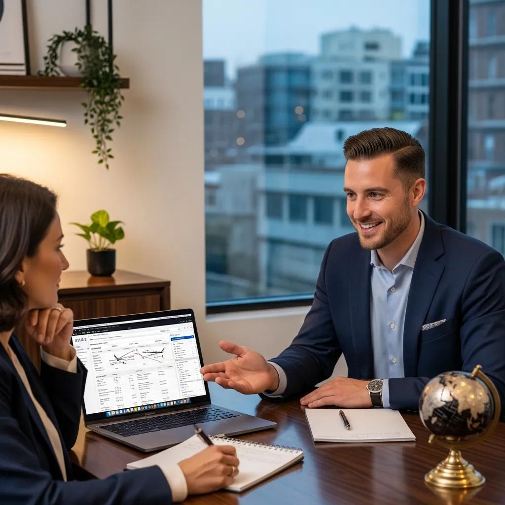 travel-consultant-assisting-a-client-in-booking-a-super-midsize-jet-charter-emphasizing-personalized-service-17dd0e7d-853b-49fc-8f73-c450a5bd4a91webp ► Charter-A Ltd Charter-a ltd travel consultant assisting a client in booking a super midsize jet charter, emphasizing personalized service